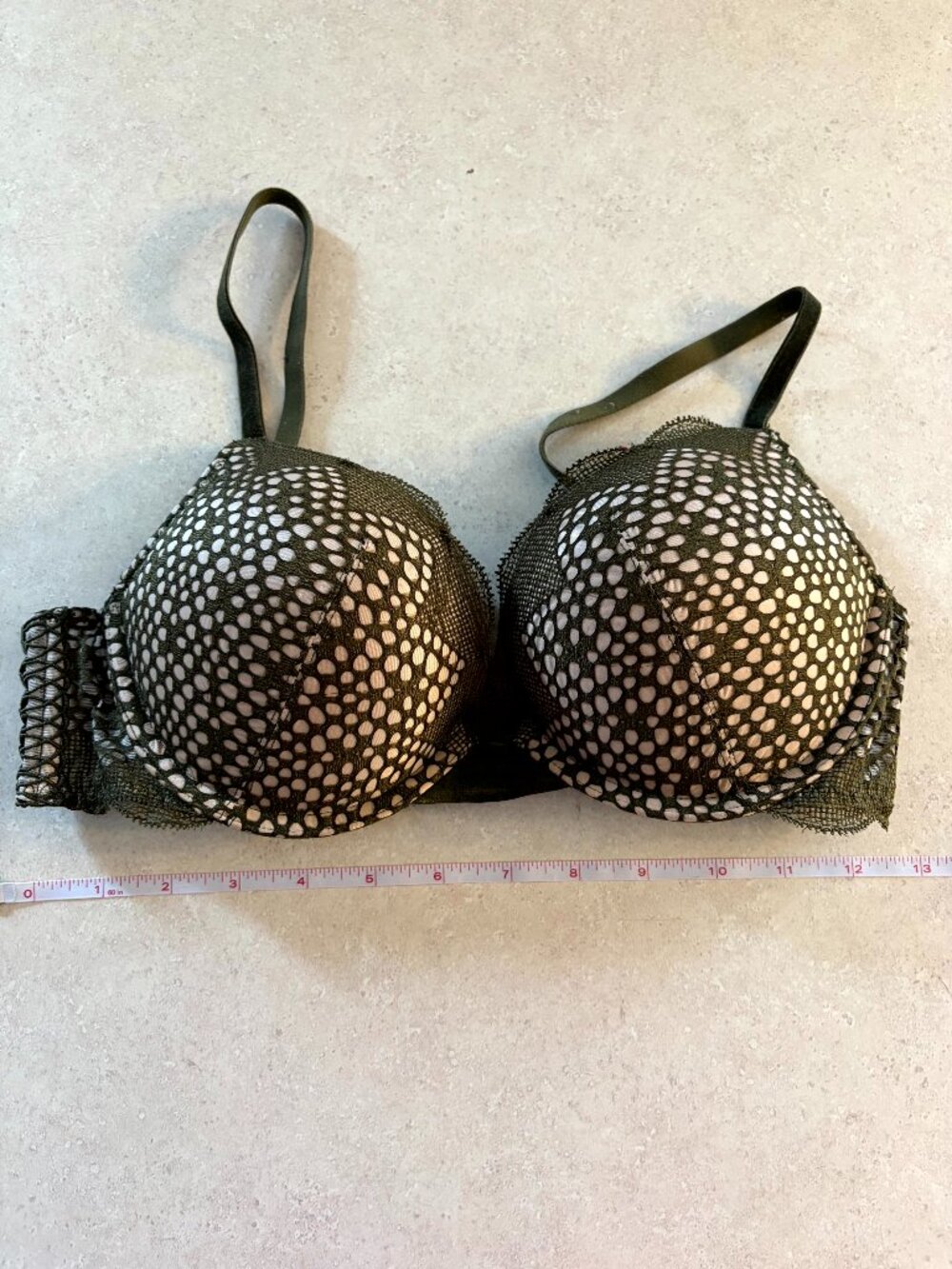 Victoria's Secret bombshell Plunge Bra Size 34B Pink Red, Lace Padded Push Up